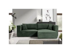 Canapé D'angle Réversible Convertible 3 Places Jimmy Velours Côtelé Vert Sapin -Canapé Soldes Boutique canape 20941729