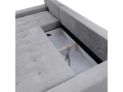 Canapé D'angle Convertible Gauche 4 Places Coffre Jonas Velours Côtelé Gris Clair -Canapé Soldes Boutique canape 20941741