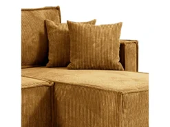 Canapé D'angle Réversible Convertible 3 Places Ezekiel Velours Côtelé Jaune -Canapé Soldes Boutique canape 20941761