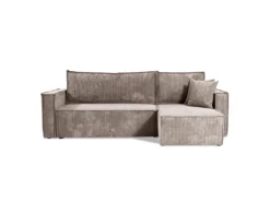 Canapé D'angle Réversible Convertible 3 Places Ezekiel Velours Côtelé Taupe -Canapé Soldes Boutique canape 20941767