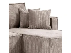 Canapé D'angle Réversible Convertible 3 Places Ezekiel Velours Côtelé Taupe -Canapé Soldes Boutique canape 20941771