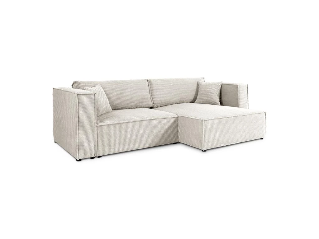 Canapé D'angle Réversible Convertible 3 Places Jimmy Velours Côtelé Blanc Cassé 1 Canapé D'angle Réversible Convertible 3 Places Jimmy Velours Côtelé Blanc Cassé