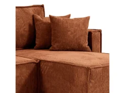 Canapé D'angle Réversible Convertible 3 Places Ezekiel Velours Côtelé Terracotta -Canapé Soldes Boutique canape 20941819