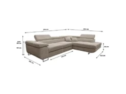 Canapé D'angle Convertible Droit 4 Places Coffre Martin Velours Côtelé Taupe -Canapé Soldes Boutique canape 20941835