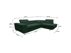 Canapé D'angle Convertible Droit 4 Places Coffre Martin Velours Côtelé Vert Sapin -Canapé Soldes Boutique canape 20941843