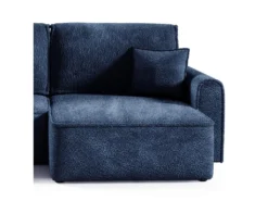 Canapé D'angle Réversible Convertible 3 Places Coffre Valentin Mini Bouclé Bleu -Canapé Soldes Boutique canape 20941851