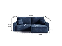 Canapé D'angle Réversible Convertible 3 Places Coffre Valentin Mini Bouclé Bleu -Canapé Soldes Boutique canape 20941853