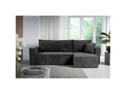 Canapé D'angle Réversible Convertible 3 Places Ezekiel Velours Côtelé Gris -Canapé Soldes Boutique canape 20941863