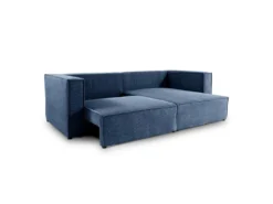Canapé D'angle Réversible Convertible 3 Places Jimmy Velours Côtelé Bleu -Canapé Soldes Boutique canape 20941873