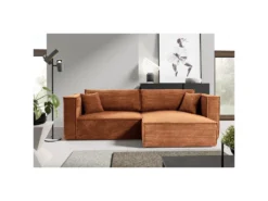 Canapé D'angle Réversible Convertible 3 Places Jimmy Velours Côtelé Terracotta -Canapé Soldes Boutique canape 20941899