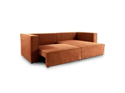 Canapé D'angle Réversible Convertible 3 Places Jimmy Velours Côtelé Terracotta -Canapé Soldes Boutique canape 20941901