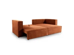 Canapé D'angle Réversible Convertible 3 Places Jimmy Velours Côtelé Terracotta -Canapé Soldes Boutique canape 20941903