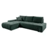 Canapé D'angle Convertible Gauche 4 Places Coffre Jonas Velours Côtelé Vert Sapin