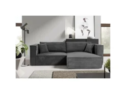 Canapé D'angle Réversible Convertible 3 Places Jimmy Velours Côtelé Gris -Canapé Soldes Boutique canape 20941927