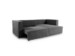 Canapé D'angle Réversible Convertible 3 Places Jimmy Velours Côtelé Gris -Canapé Soldes Boutique canape 20941929