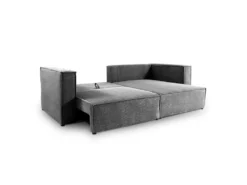 Canapé D'angle Réversible Convertible 3 Places Jimmy Velours Côtelé Gris -Canapé Soldes Boutique canape 20941931