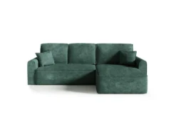 Canapé D'angle Réversible Convertible 4 Places Coffre Valentin Bouclé Vert Sapin