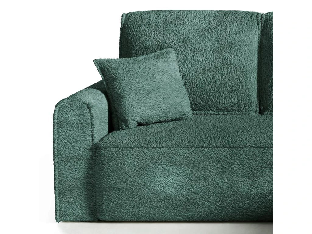 Canapé D'angle Réversible Convertible 4 Places Coffre Valentin Bouclé Vert Sapin 2 Canapé D'angle Réversible Convertible 4 Places Coffre Valentin Bouclé Vert Sapin – Image 2