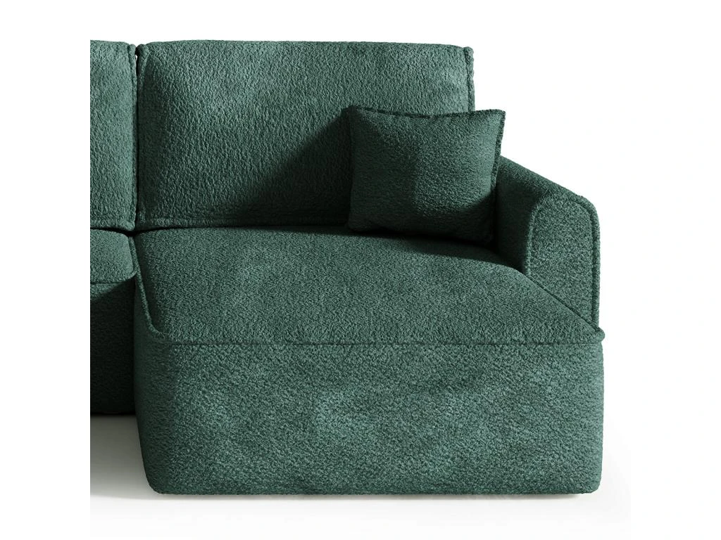 Canapé D'angle Réversible Convertible 4 Places Coffre Valentin Bouclé Vert Sapin 3 Canapé D'angle Réversible Convertible 4 Places Coffre Valentin Bouclé Vert Sapin – Image 3