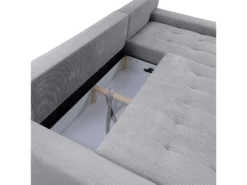 Canapé D'angle Convertible Droit 4 Places Coffre Jonas Velours Côtelé Gris Clair -Canapé Soldes Boutique canape 20941949