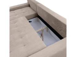 Canapé D'angle Convertible Gauche 4 Places Coffre Jonas Velours Côtelé Taupe -Canapé Soldes Boutique canape 20941959