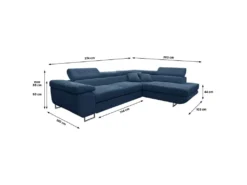 Canapé D'angle Convertible Droit 4 Places Coffre Martin Velours Côtelé Bleu -Canapé Soldes Boutique canape 20941995