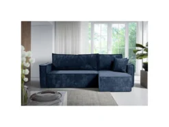 Canapé D'angle Réversible Convertible 3 Places Ezekiel Velours Côtelé Bleu -Canapé Soldes Boutique canape 20942005