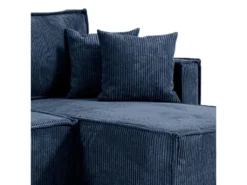 Canapé D'angle Réversible Convertible 3 Places Ezekiel Velours Côtelé Bleu -Canapé Soldes Boutique canape 20942007