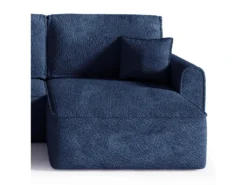 Canapé D'angle Réversible Convertible 4 Places Coffre Valentin Bouclé Bleu -Canapé Soldes Boutique canape 20942021