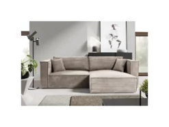 Canapé D'angle Réversible Convertible 3 Places Jimmy Velours Côtelé Taupe -Canapé Soldes Boutique canape 20942051