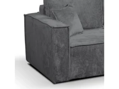 Canapé D'angle Réversible Convertible 3 Places Coffre Romain Velours Gris -Canapé Soldes Boutique canape 20942061