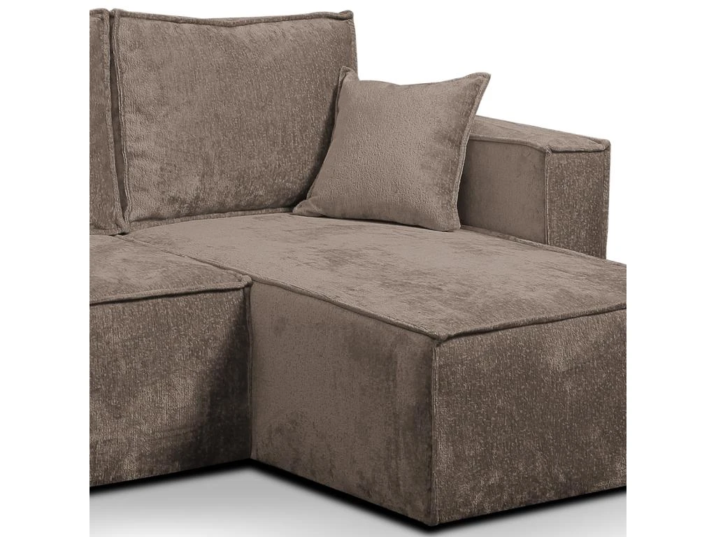 Canapé D'angle Réversible Convertible 3 Places Coffre Romain Velours Marron 2 Canapé D'angle Réversible Convertible 3 Places Coffre Romain Velours Marron – Image 2