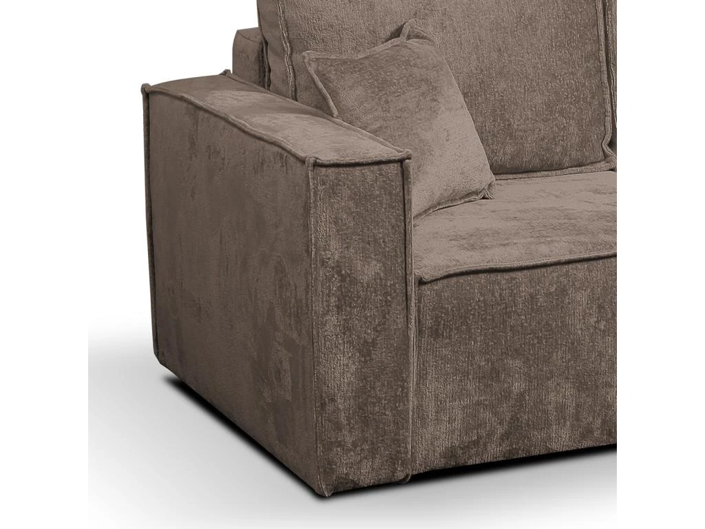 Canapé D'angle Réversible Convertible 3 Places Coffre Romain Velours Marron 3 Canapé D'angle Réversible Convertible 3 Places Coffre Romain Velours Marron – Image 3