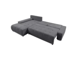 Canapé D'angle Convertible Gauche 4 Places Coffre Jonas Velours Côtelé Gris -Canapé Soldes Boutique canape 20942109