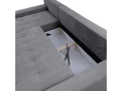 Canapé D'angle Convertible Gauche 4 Places Coffre Jonas Velours Côtelé Gris -Canapé Soldes Boutique canape 20942111