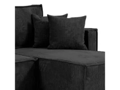 Canapé D'angle Réversible Convertible 3 Places Ezekiel Velours Côtelé Noir -Canapé Soldes Boutique canape 20942123