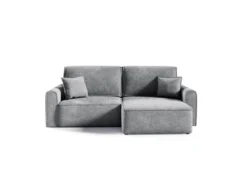 Canapé D'angle Réversible Convertible 3 Places Coffre Valentin Mini Bouclé Gris