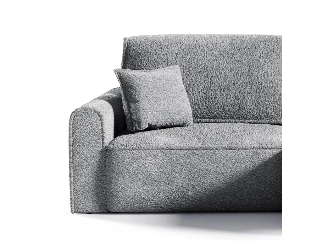 Canapé D'angle Réversible Convertible 3 Places Coffre Valentin Mini Bouclé Gris 2 Canapé D'angle Réversible Convertible 3 Places Coffre Valentin Mini Bouclé Gris – Image 2