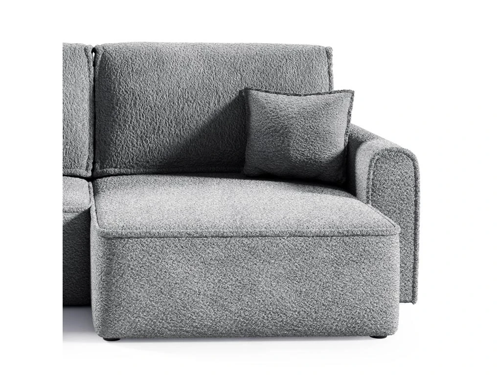 Canapé D'angle Réversible Convertible 3 Places Coffre Valentin Mini Bouclé Gris 3 Canapé D'angle Réversible Convertible 3 Places Coffre Valentin Mini Bouclé Gris – Image 3