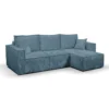 Canapé D'angle Réversible Convertible 3 Places Coffre Romain Velours Bleu