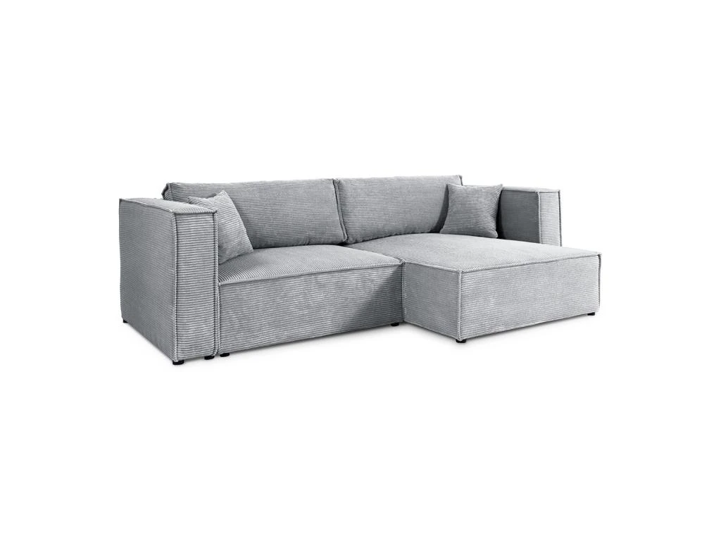 Canapé D'angle Réversible Convertible 3 Places Jimmy Velours Côtelé Gris Clair 1 Canapé D'angle Réversible Convertible 3 Places Jimmy Velours Côtelé Gris Clair