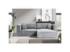 Canapé D'angle Réversible Convertible 3 Places Jimmy Velours Côtelé Gris Clair 7 Canapé D'angle Réversible Convertible 3 Places Jimmy Velours Côtelé Gris Clair -Canapé Soldes Boutique canape 20942159