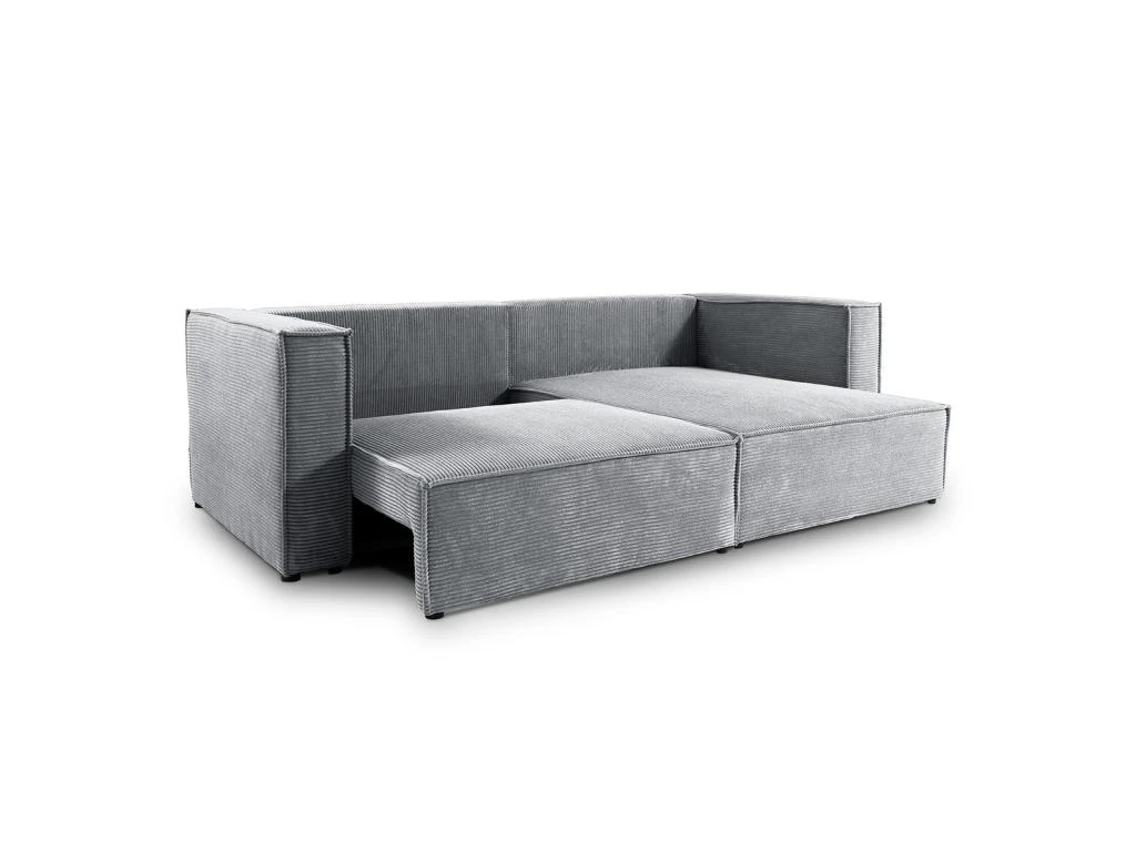 Canapé D'angle Réversible Convertible 3 Places Jimmy Velours Côtelé Gris Clair 4 Canapé D'angle Réversible Convertible 3 Places Jimmy Velours Côtelé Gris Clair – Image 4