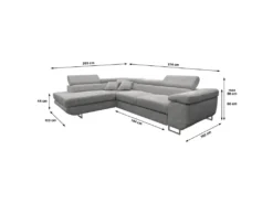 Canapé D'angle Convertible Gauche 4 Places Coffre Martin Velours Côtelé Gris Clair -Canapé Soldes Boutique canape 20942179