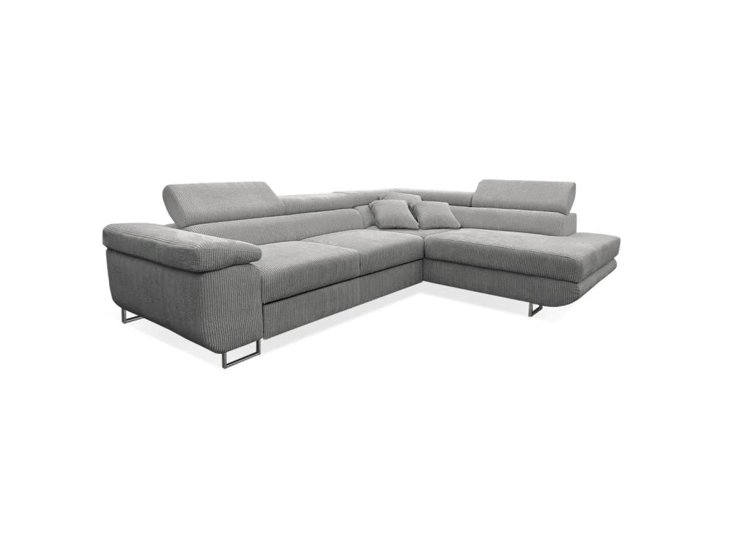 Canapé D'angle Convertible Droit 4 Places Coffre Martin Velours Côtelé Gris Clair 1 Canapé D'angle Convertible Droit 4 Places Coffre Martin Velours Côtelé Gris Clair