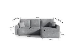 Canapé D'angle Réversible Convertible 4 Places Coffre Valentin Bouclé Gris -Canapé Soldes Boutique canape 20942197