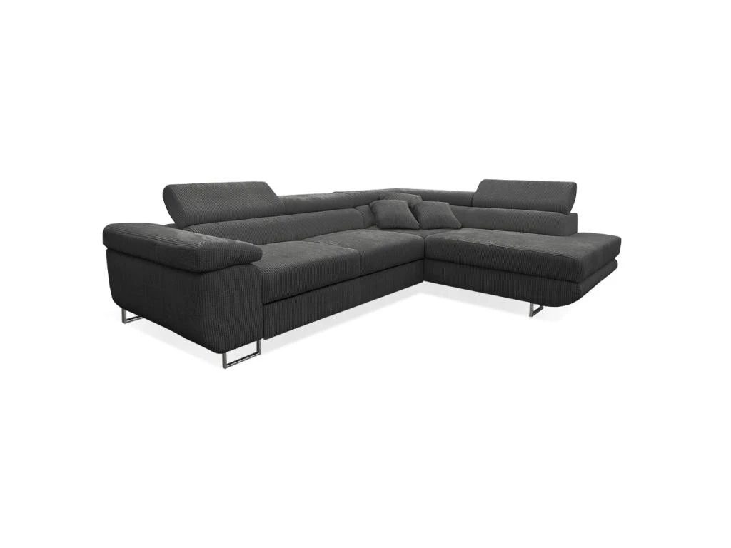 Canapé D'angle Convertible Droit 4 Places Coffre Martin Velours Côtelé Gris Foncé 1 Canapé D'angle Convertible Droit 4 Places Coffre Martin Velours Côtelé Gris Foncé