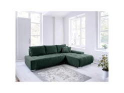 Canapé D'angle Convertible Droit 4 Places Coffre Jonas Velours Côtelé Vert Sapin -Canapé Soldes Boutique canape 20942237