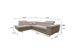 Canapé D'angle Convertible Gauche 4 Places Coffre Martin Velours Côtelé Taupe -Canapé Soldes Boutique canape 20942249