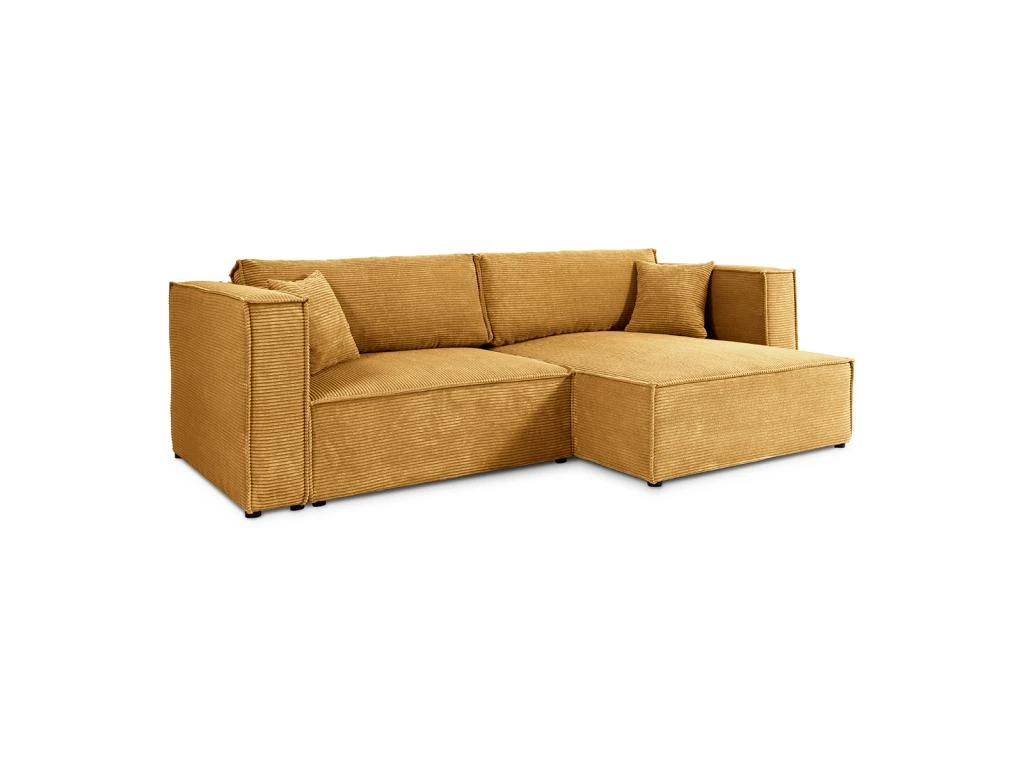 Canapé D'angle Réversible Convertible 3 Places Jimmy Velours Côtelé Jaune 1 Canapé D'angle Réversible Convertible 3 Places Jimmy Velours Côtelé Jaune